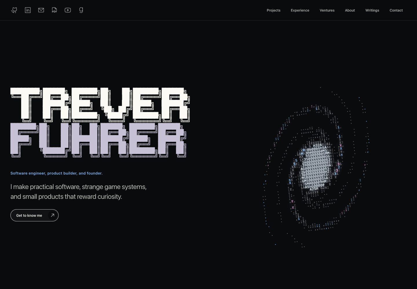 Screenshot of the Trever Fuhrer homepage