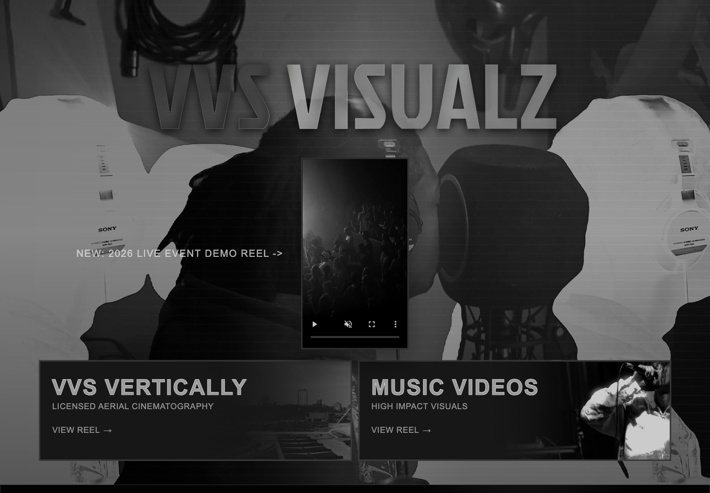 Screenshot of the VVSVisualz homepage